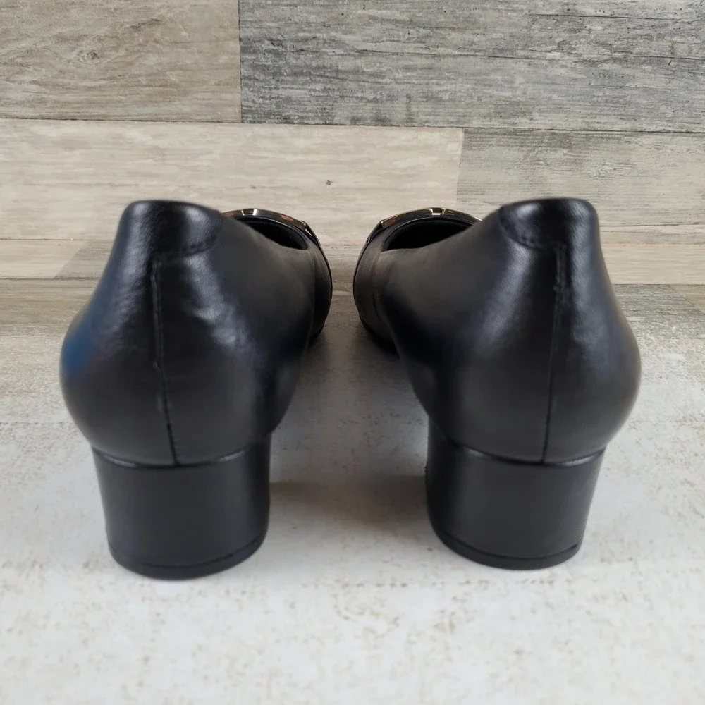 Trotters Dakota Womens Pump Sz 12 M Comfort Black Leather Square Toe Block Heel